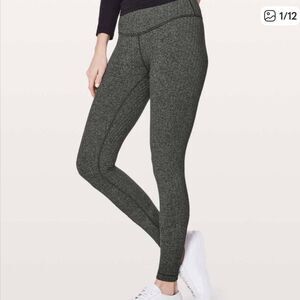 Lululemon Wunder Under Legging Low Rise Black Gray Herringbone 8